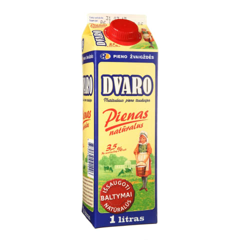 Natūralus DVARO pienas, 3,5% rieb., 1 l