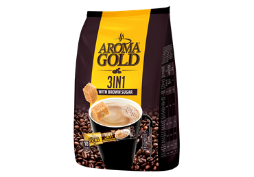 Kavos gėrimas AROMA GOLD 3 IN 1 su ruduoju cukrumi, 170 g